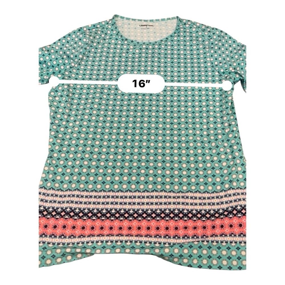 Lands' End Teal and Coral Swim SPF 50 shirt - Picture 4 of 5